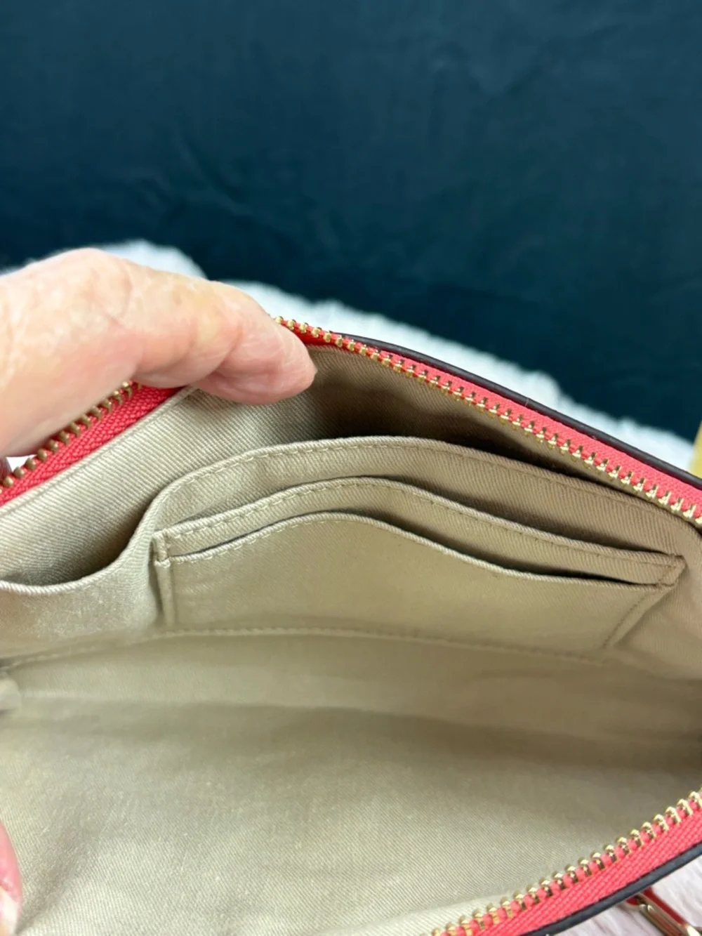 Coach Kylie Crossbody Bag - Bright Coral Saffiano Leather - Convertible Clutch